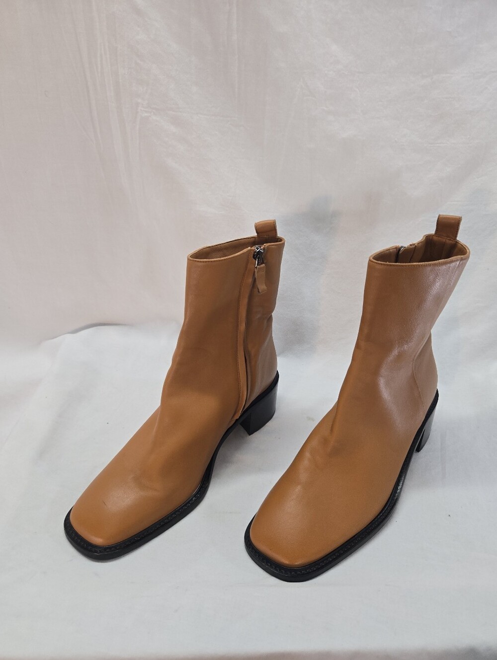 Everlane The City Boots Womens Size 10 Saddle Brown Leather Ankle Heel